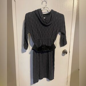 Maurice’s Charcoal Gray Dress 3/4 Size large Belted Dress